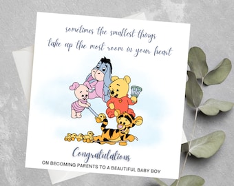 Personalisierte Winnie The Pooh Babypartykarte, Sentimentale Winnie The Pooh Karte, Begrüßung eines neuen Babys Karte, Winnie The Pooh Zitat