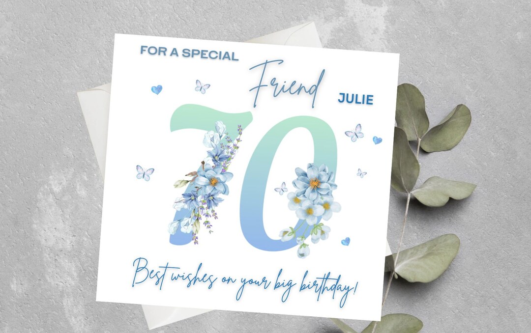 Personalised 70th Birthday Card, Happy 70th Birthday Card for Friend ...