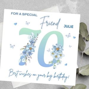 Carte personnalisée 70e anniversaire, carte joyeux 70e anniversaire pour ami, cadeau 70e anniversaire, ami, meilleure carte 70e anniversaire personnalisée