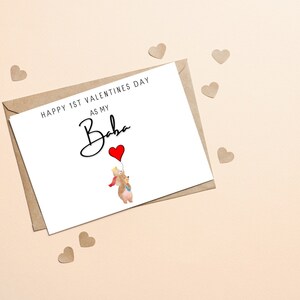 Tarjeta de San Valentín Baba para él, tarjeta Baba personalizada de bebé, primer San Valentín para Baba, tarjeta de bebé para ser, tarjeta de San Valentín para Baba