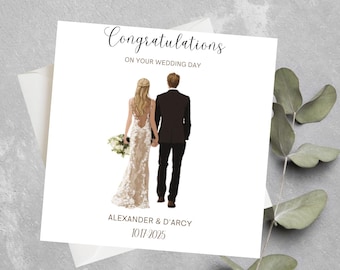 Personalized Wedding Day Card for Couple – Marriage Card For Newlyweds – Marriage Congratulations Card – Personalized Wedding Keepsake Card
