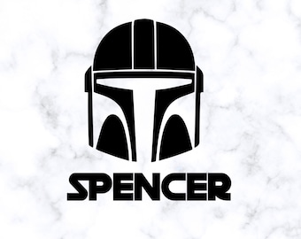 The Mandalorian Helmet With Name Decal • Mando's Helmet Vinyl Decal