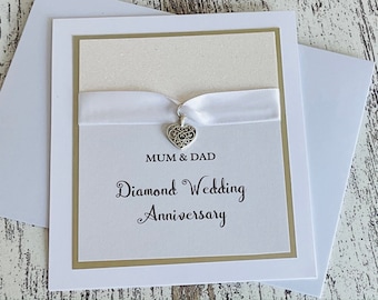 Diamond Wedding Anniversary Card, Personalized Handmade Diamond Wedding Anniversary Card, 60th Wedding Anniversary Card