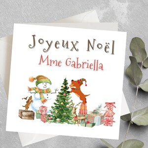 Carte de Joyeux Noël personnalisée pour femme, mari, professeurs, carte de Joyeux Noël en français, carte de Joyeux Noël pour fille, fils, neveu, nièce