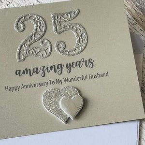 Silver Wedding Anniversary Card, Silver Anniversary Card For Husband, 25th Wedding Anniversary Card, Personalised 25th wedding anniversary image 8
