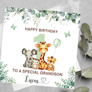 1er anniversaire de petit-fils personnalisé, 1er anniversaire de petit-fils, 1er anniversaire de filleul, 1er anniversaire de petit-fils, carte d'anniversaire de petit-fils des bois, 1er anniversaire de fils