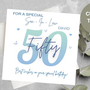 Carte 50e anniversaire pour gendre, pour un gendre spécial 50e anniversaire, carte 50e anniversaire, carte 50e anniversaire pour lui, mari, 50e fils