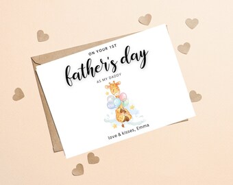 First Fathers Day As My Daddy Card, 1st Fathers Day Card From Daughter, Personalised Father's Day Card, Baby First Fathers Day Card