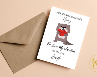 Tarjeta de San Valentín personalizada para mi esposa, hecha a mano. Para mi increíble esposa. Tarjeta de San Valentín personalizada para esposa.