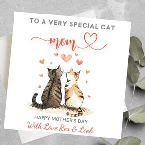 Personalised Cat Mother's Day Card, Cat Mom Mother's Day Gift, Cat Mum, Cat Parents Mother's Day Card, To The Best Cat Mom Mother's Day Card