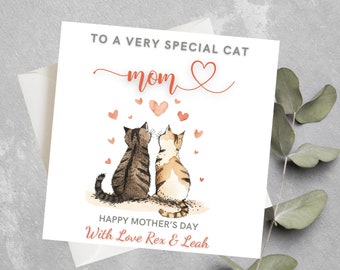 Personalised Cat Mother's Day Card, Cat Mom Mother's Day Gift, Cat Mum, Cat Parents Mother's Day Card, To The Best Cat Mom Mother's Day Card