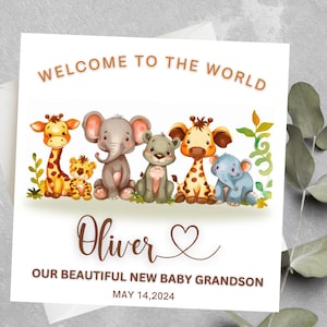 Carte personnalisée pour nouveau bébé garçon, bienvenue dans le monde, carte pour nouveaux parents, carte de félicitations pour nouveau bébé, cadeau pour nouveau bébé, carte pour nouveau petit-fils