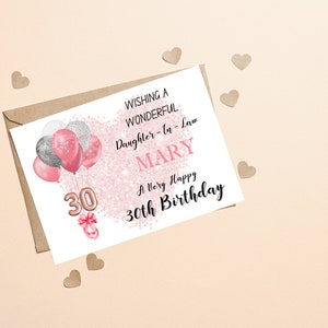 Carte d'anniversaire pour belle-fille, carte d'anniversaire personnalisée pour belle-fille, carte d'anniversaire spéciale belle-fille