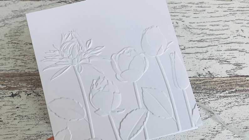 Embossed White Floral Notecards (set of 5), Embossed Note Cards All ...