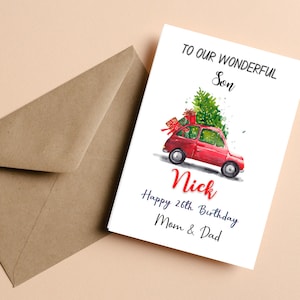 Gepersonaliseerde zoon verjaardagskaart van mama en papa kaart, verjaardagskaart voor zoon geboren in december, tot onze prachtige zoon gelukkige verjaardagskaart