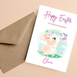 Personalisierte Mädchen Osterkarte, Osterkarte für Kinder, Osterkarte für Mädchen, Osterkarte für Tochter, Osterkarte für Enkelin
