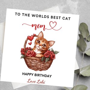 Personalised Cat Mom Birthday Card, Cat Mom Birthday Gift, Cat Mom, Cat Parents Birthday Card, To The Worlds Best Cat Mom Birthday Card