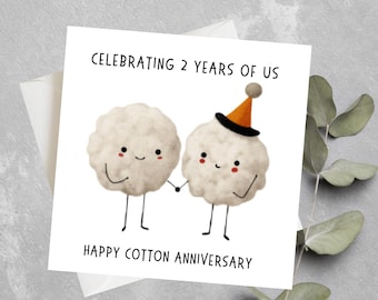 2nd Anniversary Card, Cotton Anniversary Card, 2 Years Of Us Anniversary Card, Husband Wife 2nd Anniversary, 2nd Anniversary Card For Couple