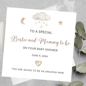 Baby-Dusche-Karte, Mama zu sein, Schwangerschafts-Glückwunschkarte für Bestie, neue Mama, um Karte für Bestie zu sein, beste Freundin-Baby-Dusche-Karte