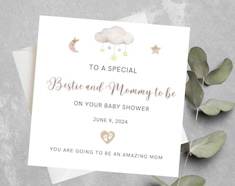 Baby Shower Card, Mommy To Be, Pregnancy Congratulations Card For Bestie, New Mommy To Be Card For Bestie, Best Friend Baby Shower Card