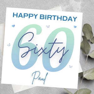 Carte personnalisée 60e anniversaire, cadeau 60e anniversaire pour elle, pour lui, maman, papa, soeur, ami, cadeau 60e anniversaire, carte d'anniversaire grand nombre