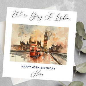 Personalised We're Going To London Holiday Card, Surprise Birthday Anniversary Card, Surprise Vacation Holiday Birthday Card Husband Wife