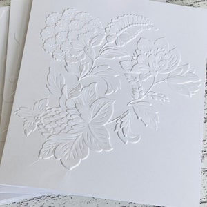 Embossed White Floral Notecards (set of 6), Embossed Note Cards All ...