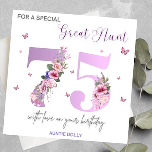 Carte 75e anniversaire personnalisée pour tante, grand-tante, maman, soeur, carte 75e anniversaire pour elle, cadeau 75e anniversaire pour amie, tante, tout âge