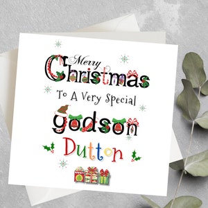 Carte de Noël Godson personnalisée, carte de Noël Godson spéciale, petit-fils, fils, cadeau de Noël Godson, à une carte de Noël Godson spéciale