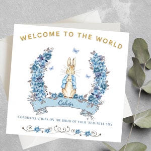 Carte personnalisée pour nouveau bébé garçon, bienvenue dans le monde, carte pour nouveaux parents, carte de félicitations pour nouveau bébé, cadeau pour nouveau bébé, carte pour nouveau petit-fils