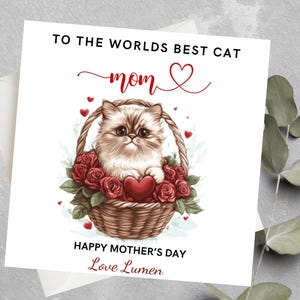 Carte de fête des mères personnalisée chat, cadeau de fête des mères chat, maman chat, carte de fête des mères de parents de chat, carte de fête des mères de maman chat personnalisée