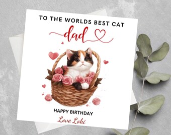 Personalised Cat Dad Birthday Card, Cat Dad Birthday Gift, Cat Dad, Cat Parents Birthday Card, To The Worlds Best Cat Dad Birthday Card