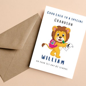 Nipote 1st Day of School Card, Personalizzato 1st day of school Grandson, Carta scolastica iniziale, First Day Of School Card For Grandson, Son