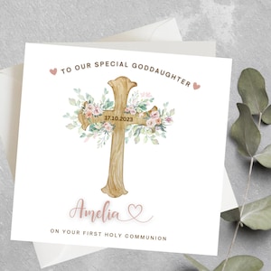Neta de Primeira Comunhão personalizada, Neta de 1ª Comunhão, Comunhão de Meninas, Dia de Sagrada Comunhão, Cartão de Sagrada Comunhão