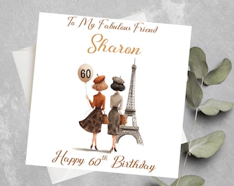 Birthday Card for Paris Celebration , Paris Themed Gift, Paris milestone birthday card, bonjour Birthday card, Paris travel birthday card