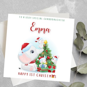 Personalised Granddaughter 1st Christmas Card, Baby&#39;s 1st Christmas Card, Granddaughter First Christmas Gift, Baby Girl 1st Christmas Card