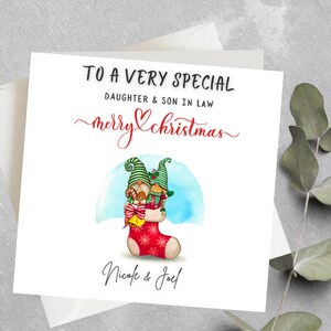 Gepersonaliseerde dochter & schoonzoon kerstkaart, kerstcadeau voor dochter, schoonzoon, speciale dochter en schoonzoon kerstkaart