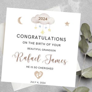 Personalised New Grandparents Congratulations Card, New Parents Card, New Baby Congratulations Card, New baby gift, New Grandson Card