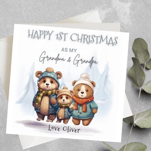 1er carte de Noël personnalisée pour grand-mère, grand-père, Nonna, papa, joyeux 1er Noël en tant que grand-mère, grand-père, 1er carte de Noël pour grands-parents