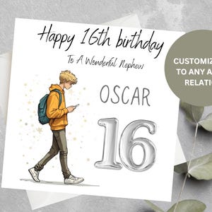 Gepersonaliseerde verjaardagskaart voor kleinzoon, zoon, elke leeftijd Verjaardagskaart voor jongens 14,15,16,17 elke leeftijd Verjaardagskaart voor zoon, kleinzoon en neef