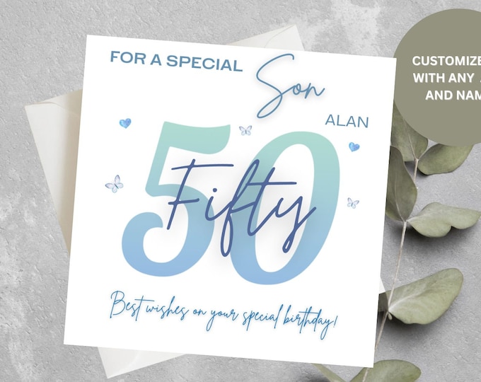 50th Birthday Card for Son, Son in Law, for A Special Son 50th Birthday