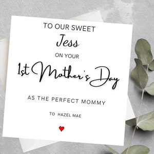 Tarjeta personalizada del primer día de la madre para hija, primera tarjeta del día de las madres para nieta, nuera, 1er día de la madre como tarjeta de mamá