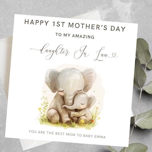 Tarjeta personalizada para el primer día de la madre para nuera, tarjeta para el primer día de la madre para nuera, tarjeta de feliz día de la madre para nuera