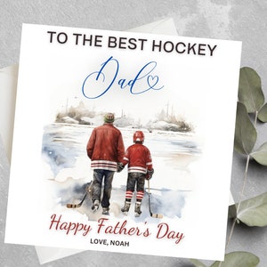 Gepersonaliseerde ijshockey papa vaderdagkaart, hockey papa cadeau, vaderdagkaart voor hockey papa, tot de beste hockey papa vaderdagkaart