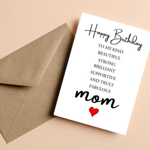 Carte d’anniversaire personnalisée pour maman, carte d’anniversaire maman personnalisée, carte d’anniversaire spéciale maman, carte Bday de maman, carte d’anniversaire Poem pour maman