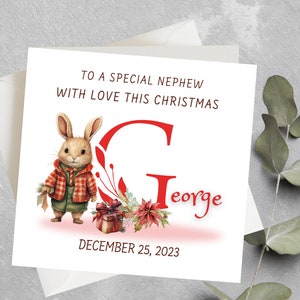 Biglietto di Natale personalizzato per il primo compleanno di nipote, nipote, figlio, biglietto di Natale per ragazzi, primo biglietto di Natale, primo compleanno di Natale