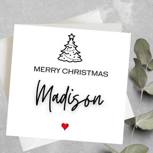 Carte de Noël personnalisée, Joyeux Noël votre nom, Cartes de Noël simples, Carte de Noël typographie, Carte de Noël personnalisée