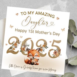 Tarjeta personalizada para el primer día de la madre para hija, tarjeta para el primer día de la madre para nieta, nuera, tarjeta para el primer día de la madre como mamá