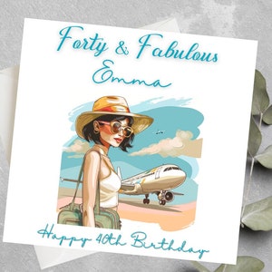 Carte personnalisée de 40e anniversaire pour un ami, une soeur, une cousine, une carte de 40, 50 ans, carte d'anniversaire pour tous les âges, carte d'anniversaire à thème pour elle, lui