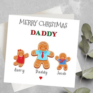 Carte de Noël personnalisée pour papa, Carte de Noël pour papa, Carte de Noël avec noms de famille, Carte de Noël pour papa, Carte de Noël pour papa